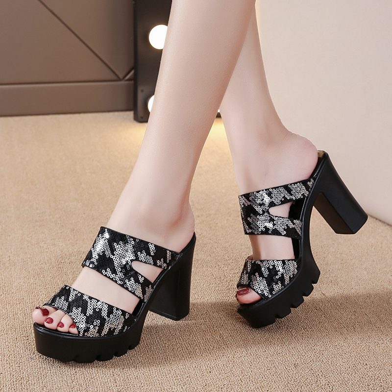 O1CN013LMlG91h8lHx3kl6n_!!1937494233 Fish mouth high heels women's slippers - Image 1