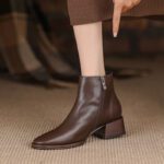 Chelsea short boots women's thick heels - Image 3