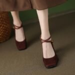 New Suede Patchwork Retro Square Toe - Image 4