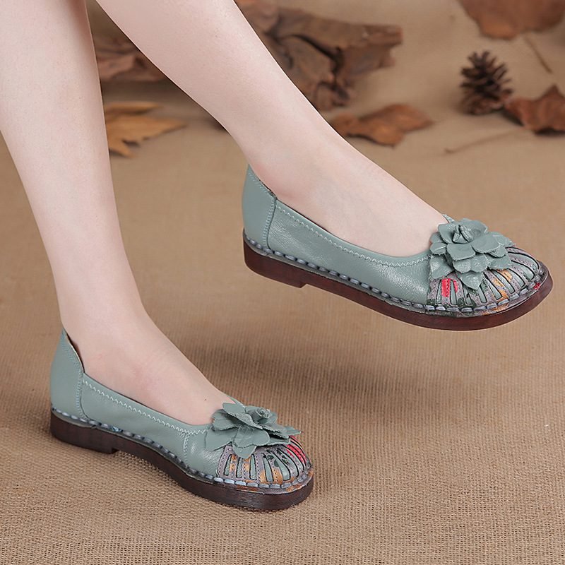 主图-2 Top Layer Cowhide Casual Flat Women's Shoes - Image 1